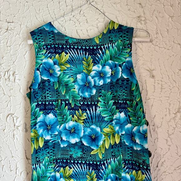 Vintage R&K Blue and Green Floral Maxi Dress - Picture 2 of 9